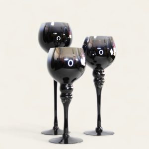 Serie Copa del Fundador, Deep Ocean Black, Vino Tinto con Tallo Trenzado