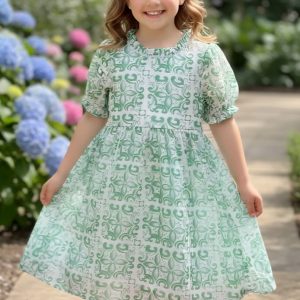 Vestido de popelina con estampado floral para niña