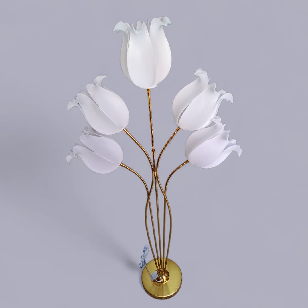 Lámpara LED de cerámica, flor lámpara de noche, acero inoxidable moderna.