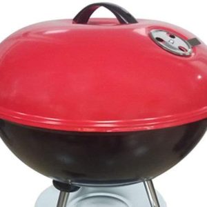 Parrilla redonda para barbacoa de carbón (14 pulgadas) con tapa y estante cromado – Hervidor de acero redondo