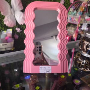 Decoración de espejo de onda creativa (color rosa) con accesorios de montaje 16x11