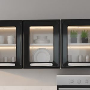 Estante para cocina de 3 puertas (negro)
