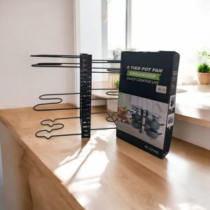 Organizador de ollas y sartenes para gabinete, estante ajustable de 8 niveles con 3 métodos de bricolaje.