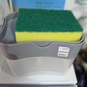 Esponja de plástico 2 en 1 dispensador de jabón para platos exprimidos, bomba de jabón, accesorio de cocina.