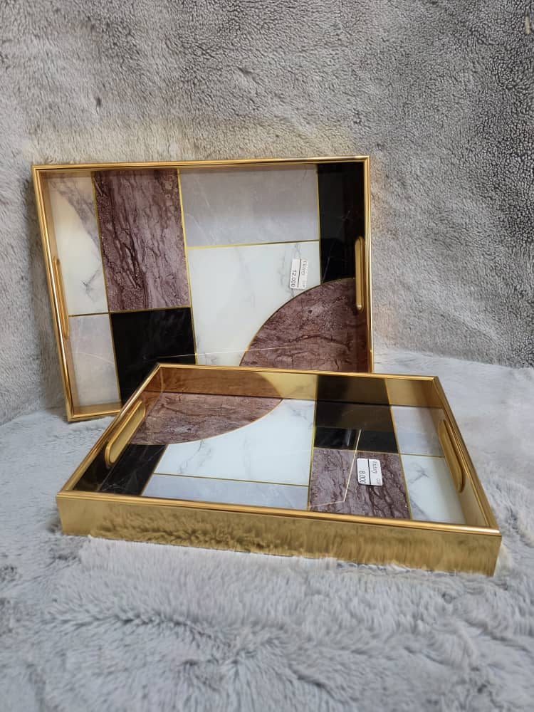 Juego de 2 bandejas de mármol para decoración del hogar y cocina