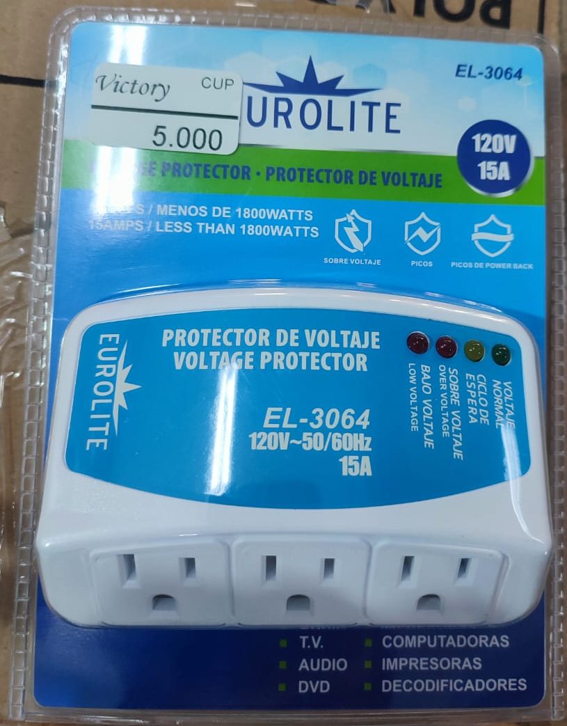 Protector de voltaje 120v - 15A, protector de sobretensiones con enchufe de 3 tomas de corriente para electrodomésticos, enchufe multifunción con protección para montaje en pared, supresor de alimentación