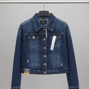 chaqueta vaquera de mezclilla azul para mujer