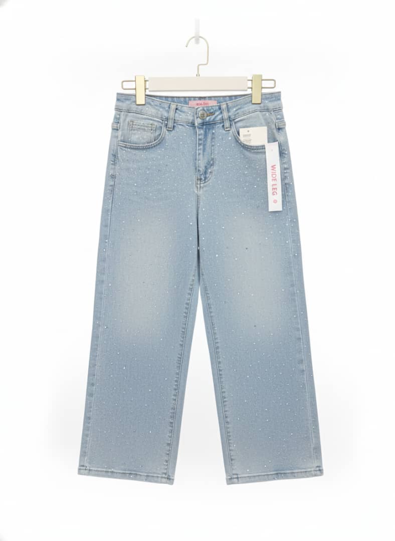 Pantalones vaqueros de pierna ancha adornados con pedrería