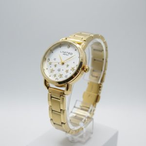 Reloj de acero inoxidable Michael Kors Portia MK3840 de tono dorado con incrustaciones en forma de flores