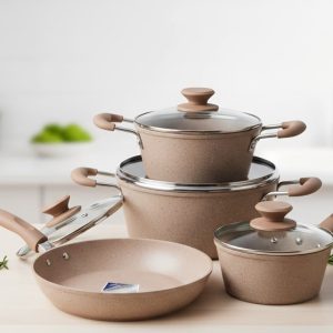 Juego de utensilios de cocina de inducción de biogranito.