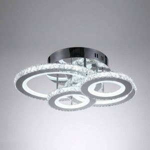 Deckrico Candelabro de cristal moderno LED de 4 anillos