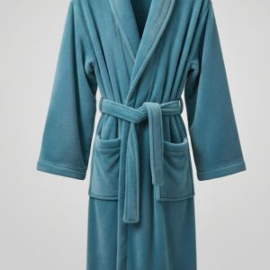 Bata de baño de franela color azul marino