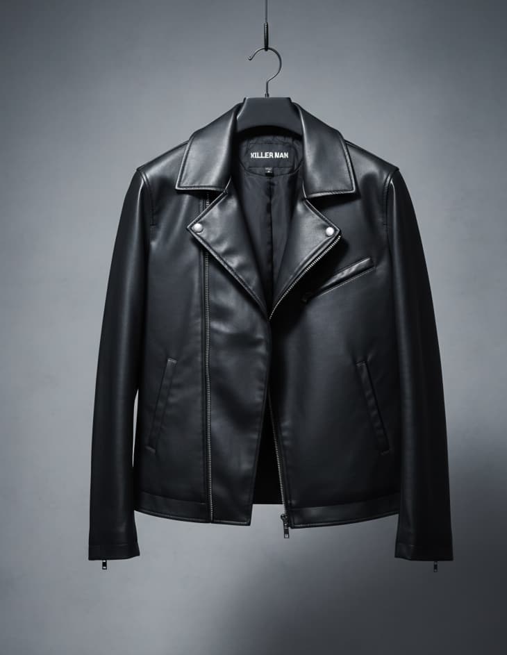 Chaqueta de cuero de estilo motero negra de la marca Killer Nan.