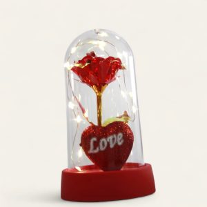 Lámpara de rosa LED, a menudo vendida como regalo romántico