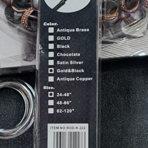 Cortinero de 48" - 86", 121.92cm - 218.44cm DORADO y NEGRO