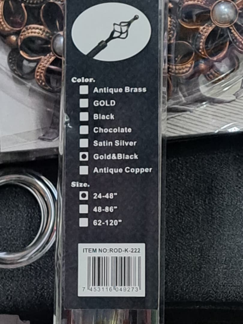 Cortinero de 48" - 86", 121.92cm - 218.44cm DORADO y NEGRO