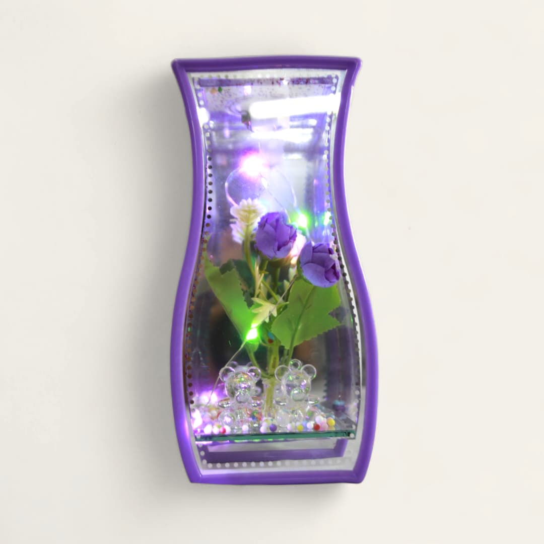 Jarrón de cristal con luz que cambia de color para decoración del hogar, oficina y regalo (multicolor).