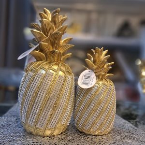 Set de 2 piña dorada, decoración de cocina, decoración de entrada, decoración de piña, regalos de piña, decoración de cocina para mostrador