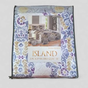 Juego de edredón reversible de 3 piezas para cama de tamaño matrimonial/queen.