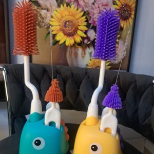 Juego de cepillos de silicona 4 en 1 para biberón, cepillo para pezones, cepillo para biberón, cepillo para pajilla, seguro y duradero, fácil de limpiar y secar, 4 unidades, juego de