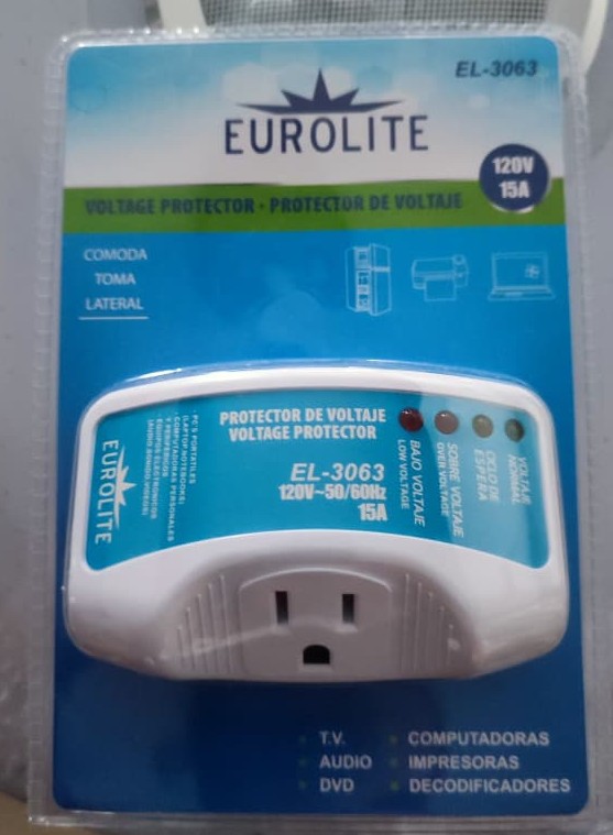 Protector de voltaje 120v – 15A, protector de sobretensiones con enchufe de 1 toma de corriente para electrodomésticos, enchufe multifunción con protección para montaje en pared, supresor de alimentación